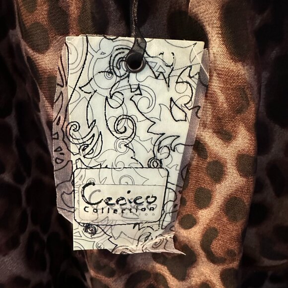 NWT Cecico High low animal leopard print sheer skirt size Large - Picture 3 of 4